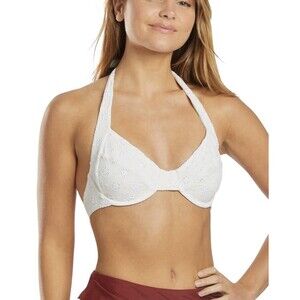 NEW Kate Spade Bikini TOP Small White Embroidered Eyelet Underwire Halter Tie